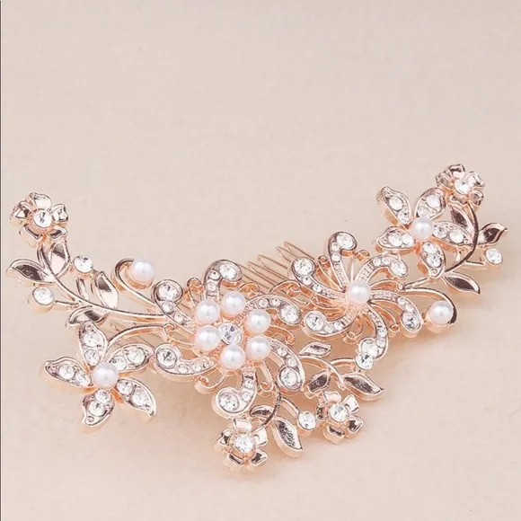 2/$25❤️Bridal Hair Crystal Rhinestone Pearls Hair Accessory Hair Comb Clip - Picture 1 of 3